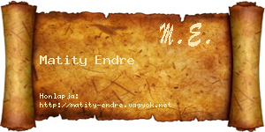 Matity Endre névjegykártya
